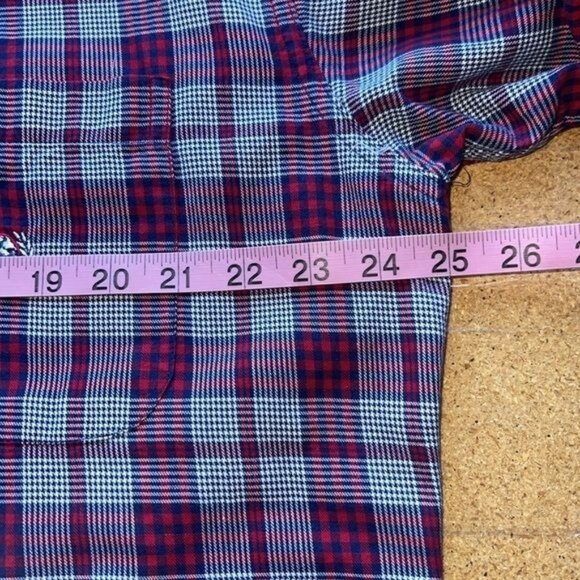 Cinch Mens Long Sleeve Plaid Button-Down Shirt Cotton Red/Blue Size Medium - Picture 6 of 10
